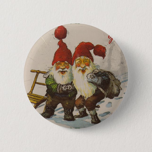 Christmas Gnome Friends 2 Inch Round Button (Front)
