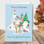 Christmas Gnome From our Home to Yours Cute Funny Holiday Card<br><div class="desc">Cute and Funny holiday card with gnome theme and editable wording. The design features a cute gnome, reindeer and decorated christmas tree with whimsical typography in festive red and green. The wording reads "merry christmas from our gnome to yours" and you can edit this as you wish. You can also...</div>