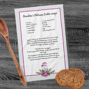 Christmas Gnome garland Grey Recipe keepsake  Kitc Kitchen Towel