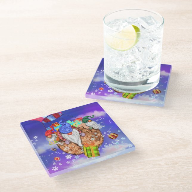Christmas Gnome Glass Coaster (Angled)