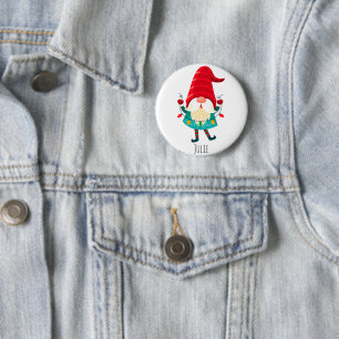 Christmas Gnome Holding Christmas Lights 2 Inch Round Button