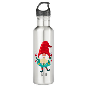 Christmas Gnome Holding Christmas Lights 710 Ml Water Bottle