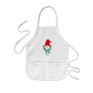 Christmas Gnome Holding Christmas Lights Kids Apron