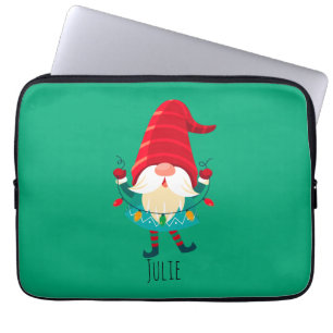 Christmas Gnome Holding Christmas Lights Laptop Sleeve