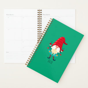 Christmas Gnome Holding Christmas Lights Planner