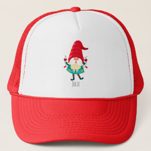 Christmas Gnome Holding Christmas Lights Trucker Hat