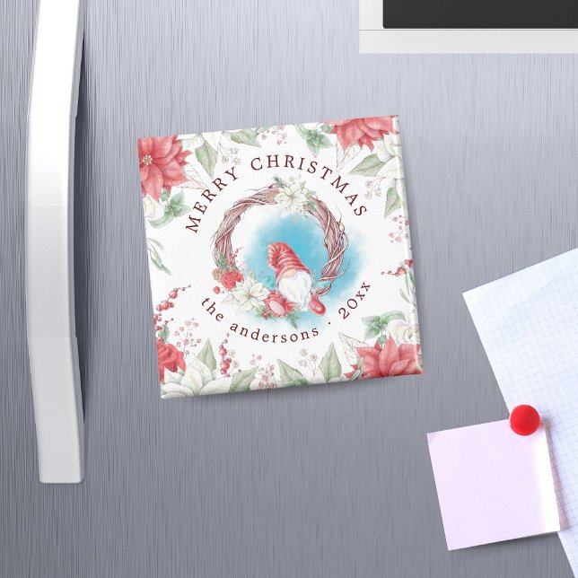 Christmas Gnome Holiday Elegant Floral Magnet (Creator Uploaded)