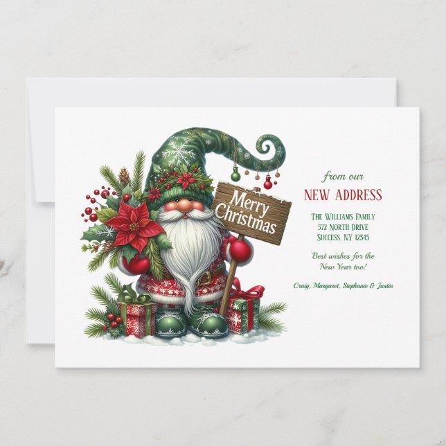 Christmas Gnome Holiday Moving Announcement  (Front)