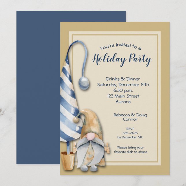 Christmas Gnome Holiday Party Invitation (Front/Back)