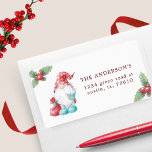 Christmas Gnome Holly Plant Family Return Address Label<br><div class="desc">Our "Cute Red Gnomes Holiday" collection features very cute gnome illustrations in blue and red with ample elegant holiday florals coupled with a combination of a serif and sans serif font for all your information. Easy to customize. Check out our store for more products from this collection.</div>