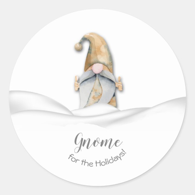 Christmas Gnome Home for the Holidays Classic Round Sticker (Front)