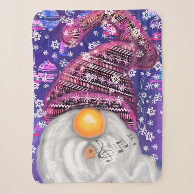 Christmas Gnome In Purple Hat Baby Sherpa Blanket (Front)