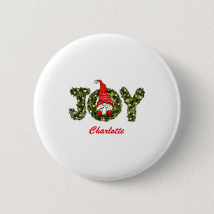 Christmas Gnome Joy Red Green White  2 Inch Round Button