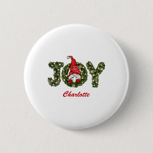 Christmas Gnome Joy Red Green White  2 Inch Round Button