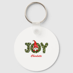 Christmas Gnome Joy Red Green White Keychain