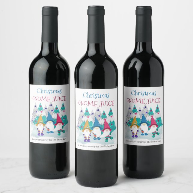 Christmas Gnome Juice Brewed Exclusively for .. Wine Label (Bottles)