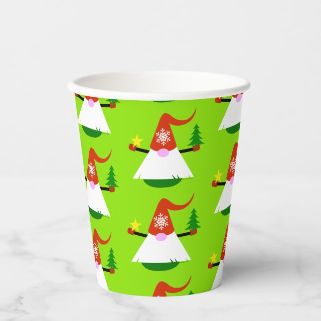 Christmas Gnome Paper Party Cups (Front)