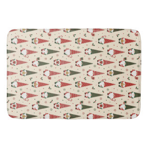 Christmas Gnome Party Pattern Bath Mat