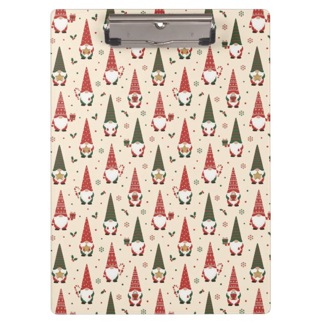 Christmas Gnome Party Pattern Clipboard (Front)