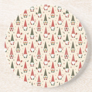 Christmas Gnome Party Pattern Coaster