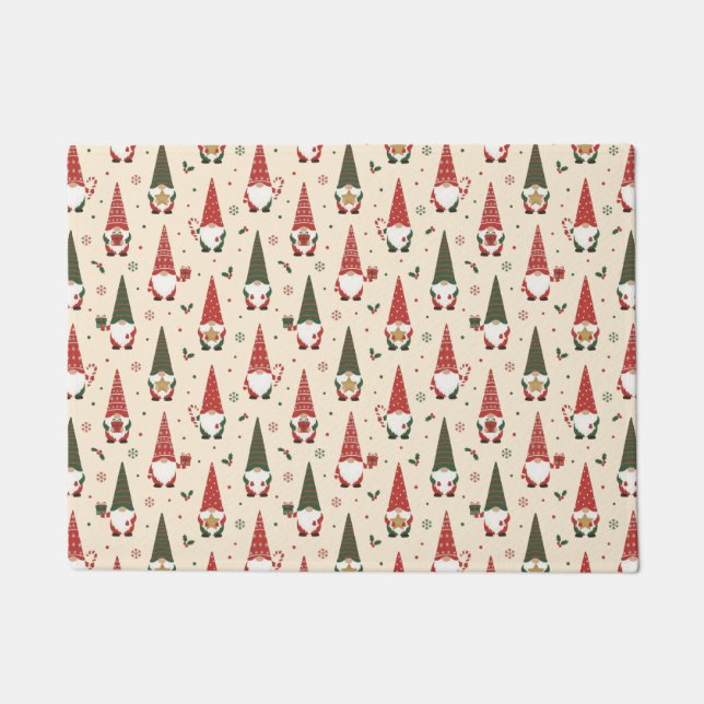 Christmas Gnome Party Pattern Doormat (Front)