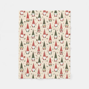Christmas Gnome Party Pattern Fleece Blanket