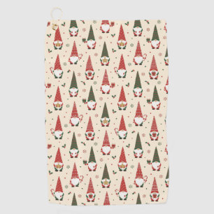 Christmas Gnome Party Pattern Golf Towel