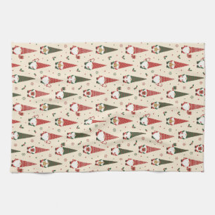 Christmas Gnome Party Pattern Kitchen Towel