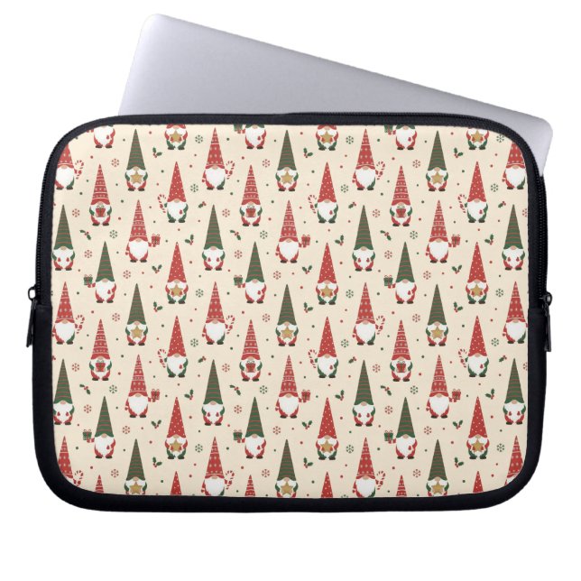Christmas Gnome Party Pattern Laptop Sleeve (Front)