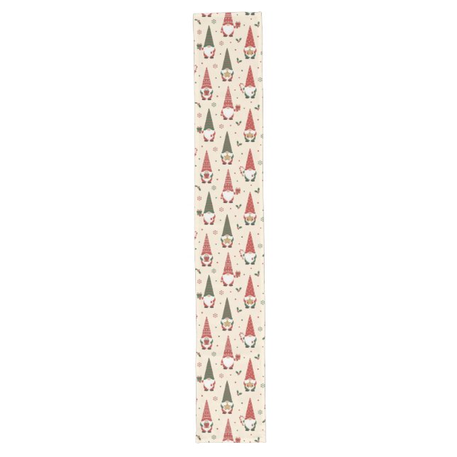 Christmas Gnome Party Pattern Long Table Runner (Front)