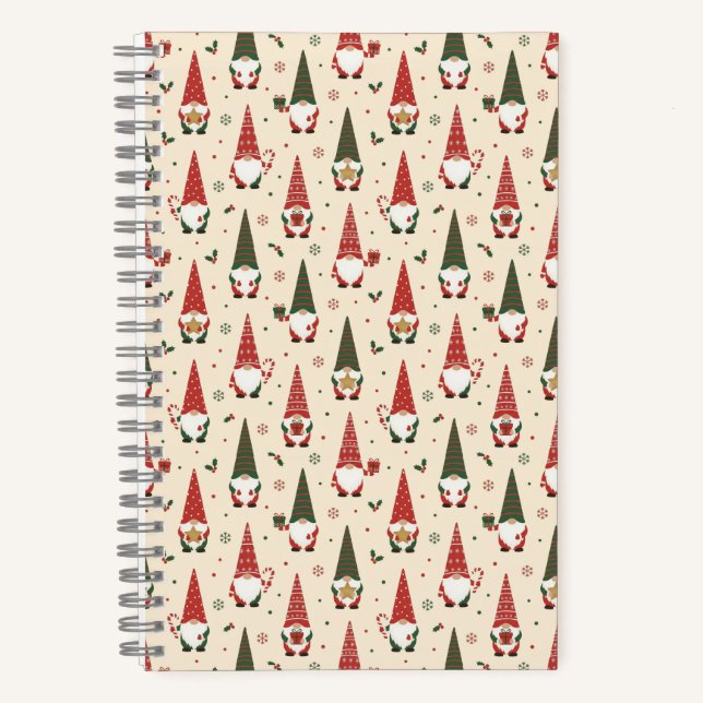 Christmas Gnome Party Pattern Notebook (Front)