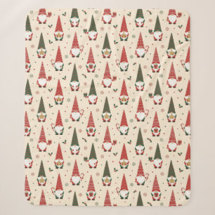 Christmas Gnome Party Pattern Sherpa Blanket