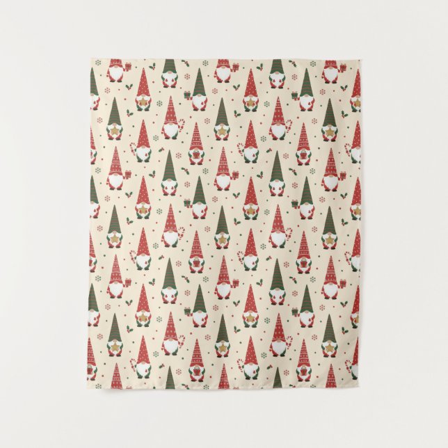 Christmas Gnome Party Pattern Tapestry (Front)