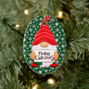 Christmas Gnome personalized Ceramic Ornament