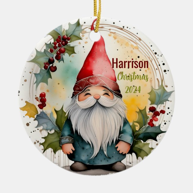 Christmas Gnome Personalized Ornament (Front)