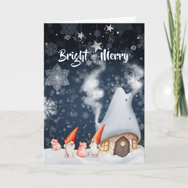 Christmas Gnome Photo Collage Holiday Card (Front)