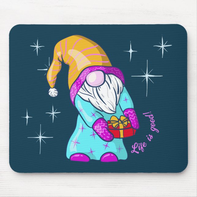 Christmas Gnome Present Gift Mouse Pad (Front)