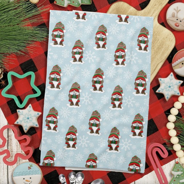Christmas Gnome Red Green Cute Kitchen Towel (Creator Uploaded)