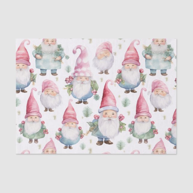 Christmas Gnome Seamless Pattern Tissue Paper (Front)