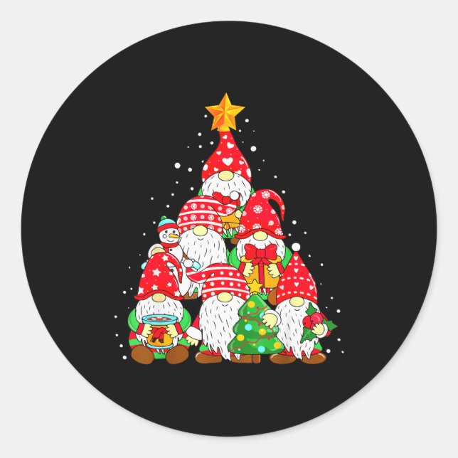 Christmas Gnome Shirt For Family Pajamas Gnome Xma Classic Round Sticker (Front)