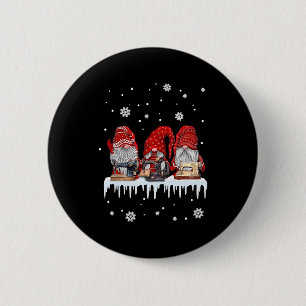 Christmas Gnome Shirt Red Gnomies Sewing Machine F 2 Inch Round Button