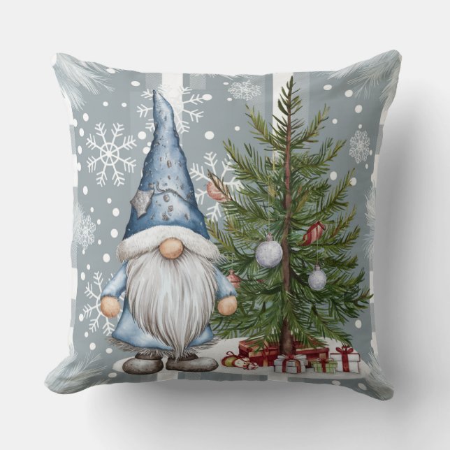 Christmas Gnome snowflake pattern cute Christmas Throw Pillow (Front)