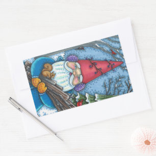 CHRISTMAS GNOME, SQUIRREL, WOODPECKER & CARDINAL STICKER