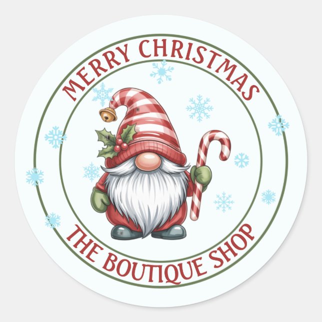 Christmas Gnome Sticker | Editable Text Label (Front)