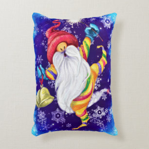 Christmas Gnome with Bells Accent Pillow