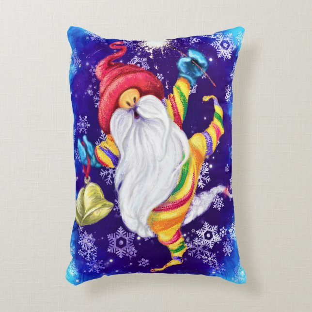 Christmas Gnome with Bells Accent Pillow (Front(Vertical))