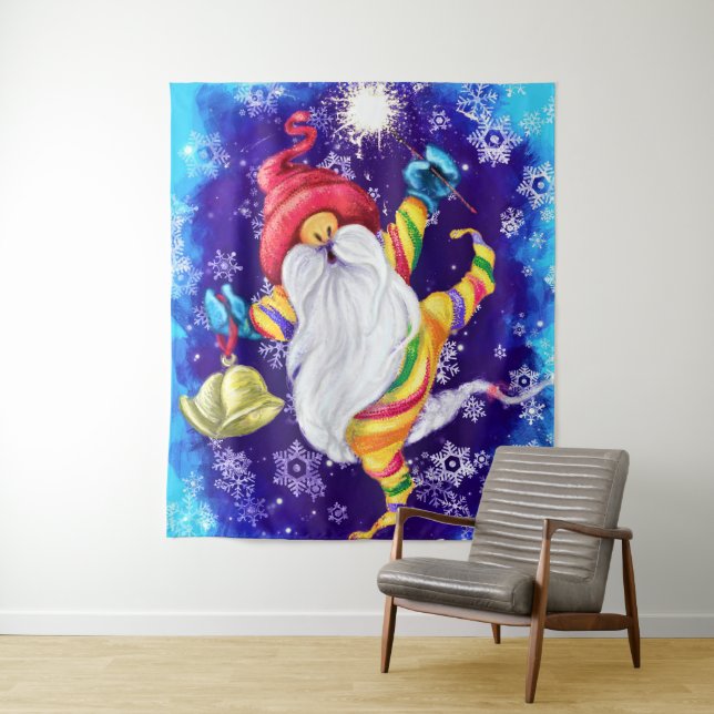 Christmas Gnome with Bells Tapestry (In Situ)