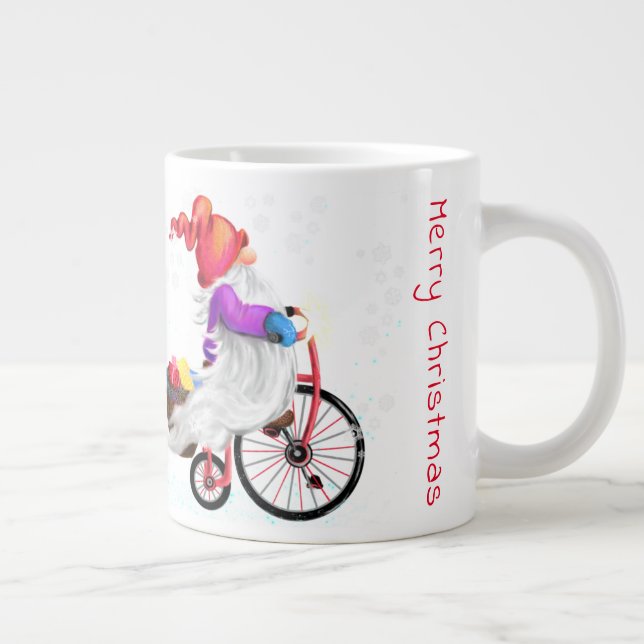 Christmas Gnome with Bike and Gift Mug (Right)