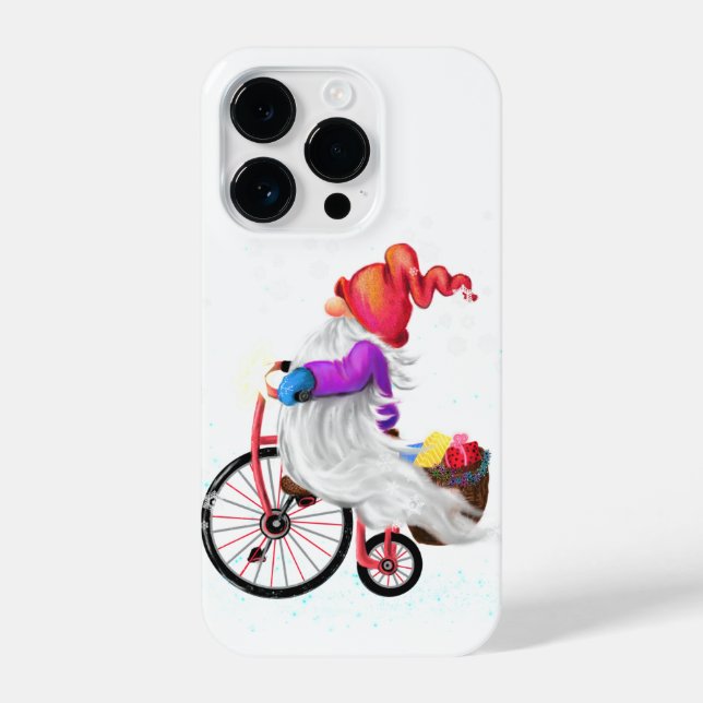Christmas Gnome with Bike and Gifts iPhone Case (Back)
