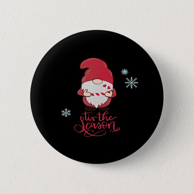 Christmas Gnome With Candycane 2 Inch Round Button (Front)